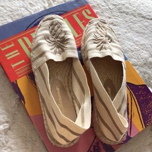 Tommy Bahama Espadrille Flats Kachi Striped with Pineapple Embroidered at Toes